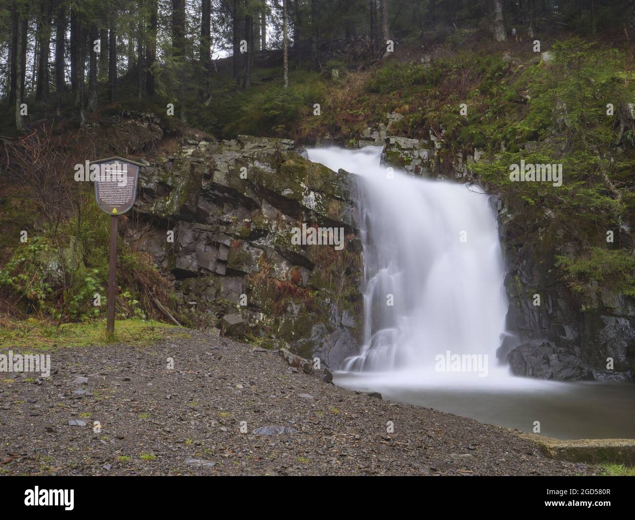 Beautiful shot of a waterfall in the forest Stock Photo - Alamy