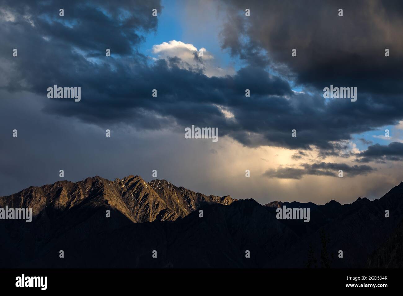 Sunset dramatic sky in Karakorum mountains  Stock Photo