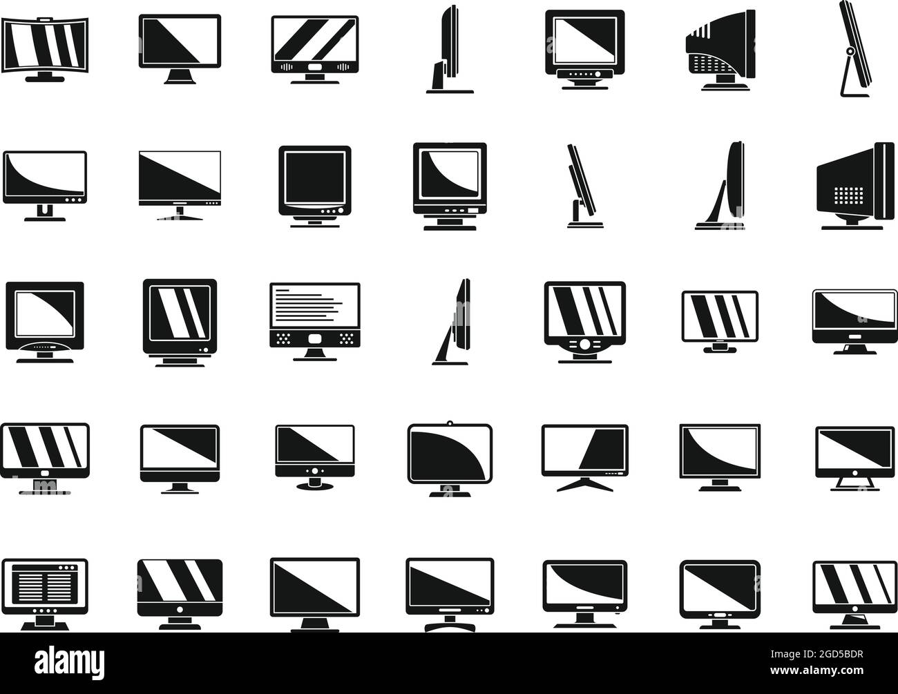 Monitor icons set simple vector. Computer screen. Data monitor Stock ...