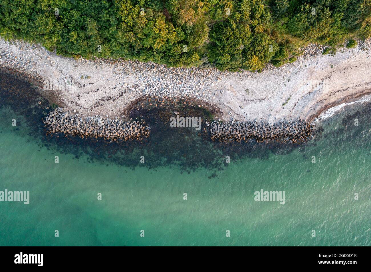 Aerial View of coastline in North Zealand, Denmark Stock Photo