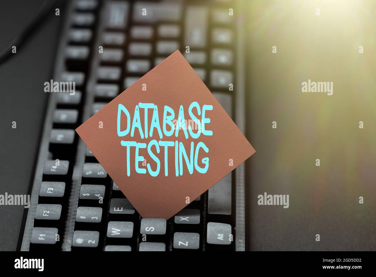 Hand writing sign Database Testing. Business idea involves the retrieved values from the database by the web Collecting Important Data Online Stock Photo