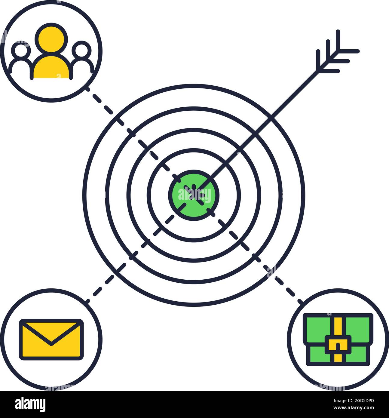 Target marketing icon flat line vector on white Stock Vector Image ...