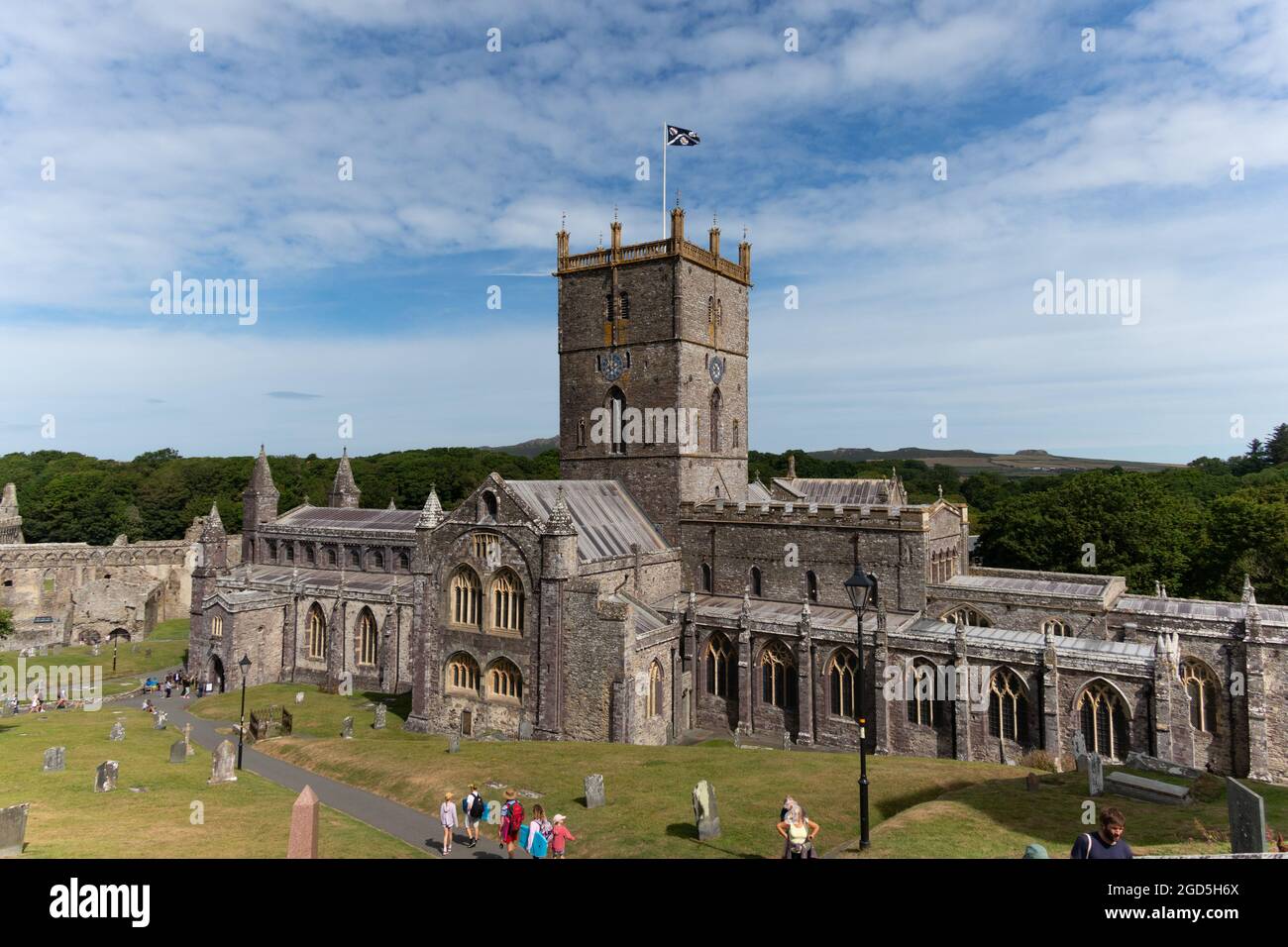 A view of Saint David's Cathedral in the Welsh city of Saint Davids. Stock Photo