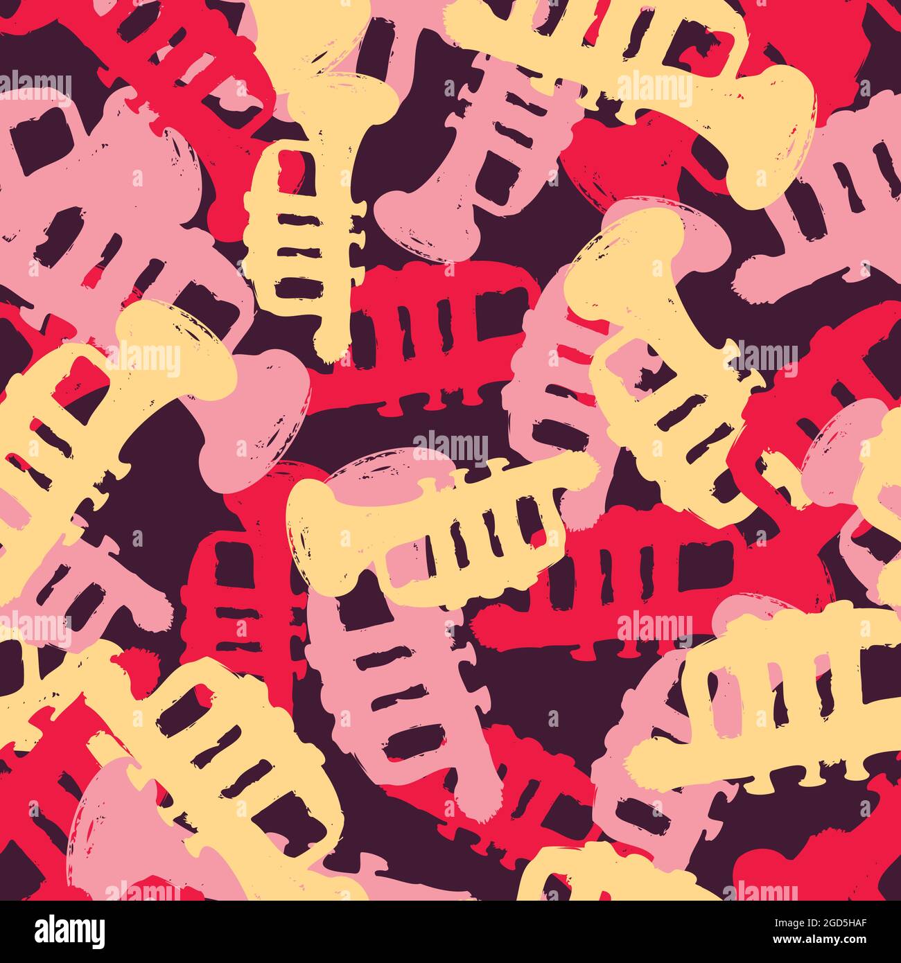 A coloful trumpets seamless vector music pattern Stock Vector