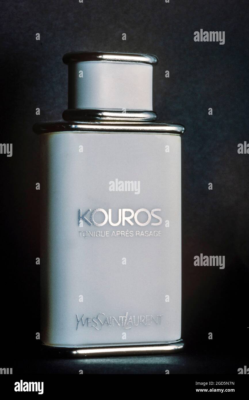 Individual bottle of Kouros after shave lotion, by Yves Saint Laurent Stock  Photo - Alamy