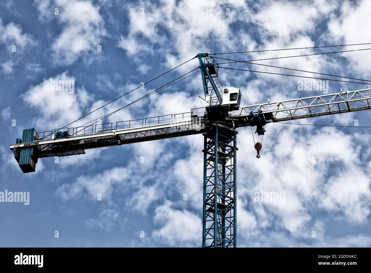 Two construction cranes at construction site. Ontario Canada. Stock Photo