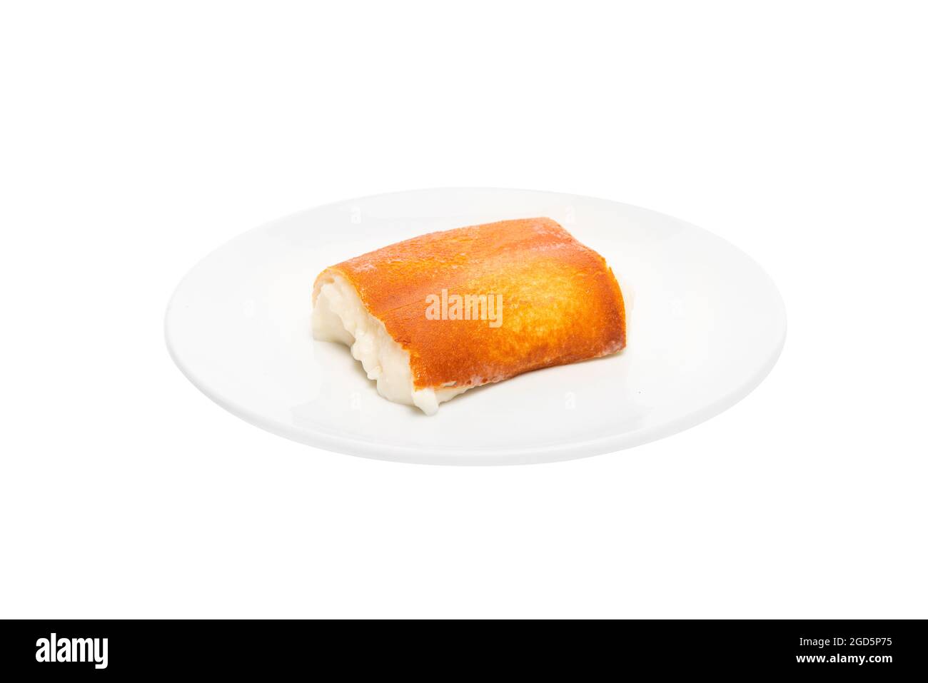 Traditional milky Turkish dessert.  Kazandibi - White pudding with blackened surface Stock Photo