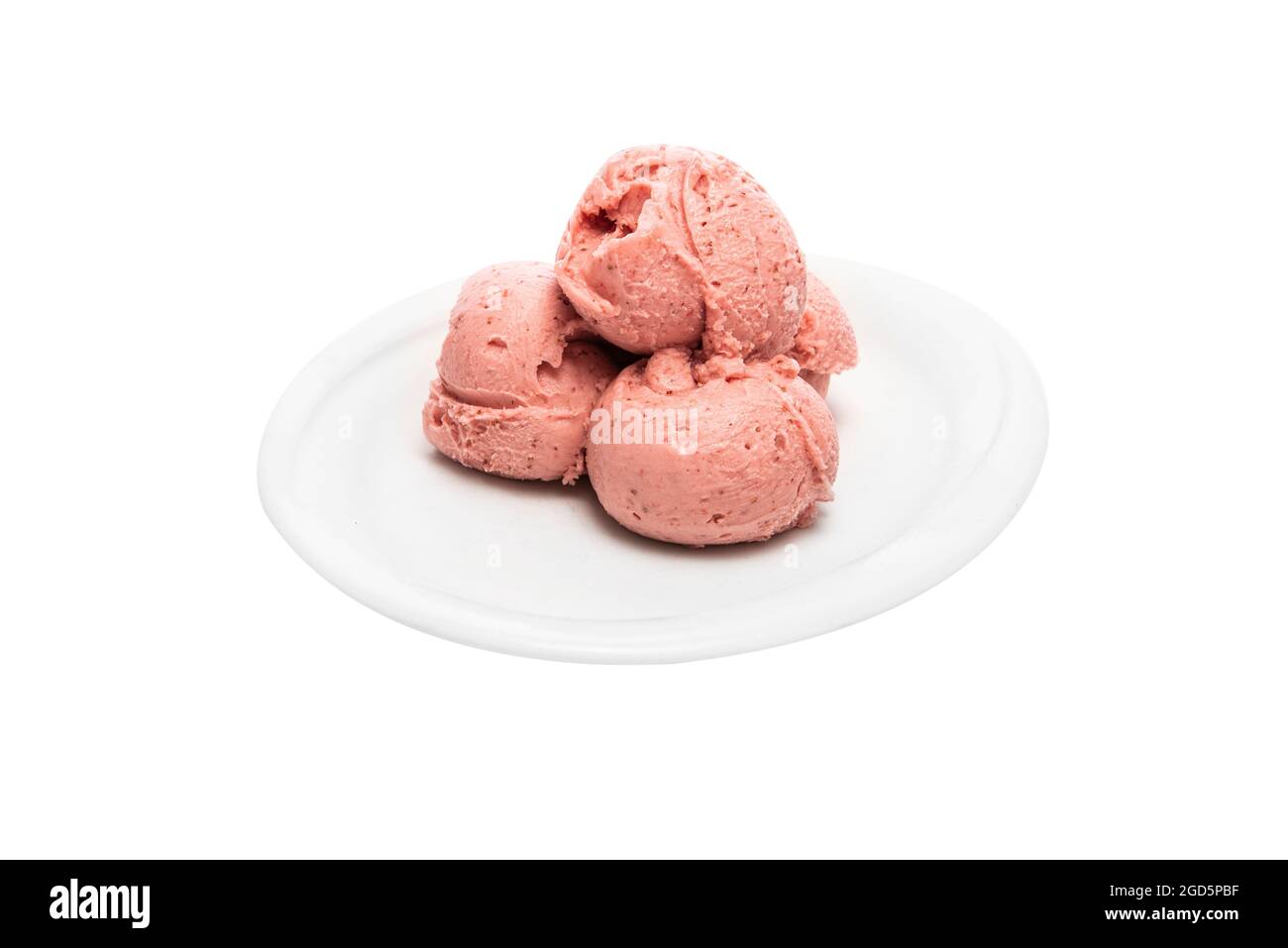 Strawberry  ice cream. Organic fruit ice cream scoops, Natural fruit colors Stock Photo