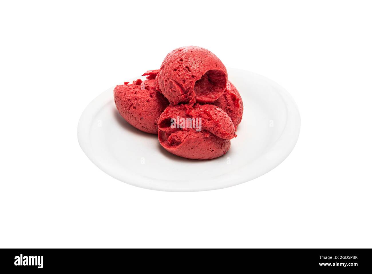 Cherry ice cream. Organic fruit ice cream scoops, Natural fruit colors Stock Photo