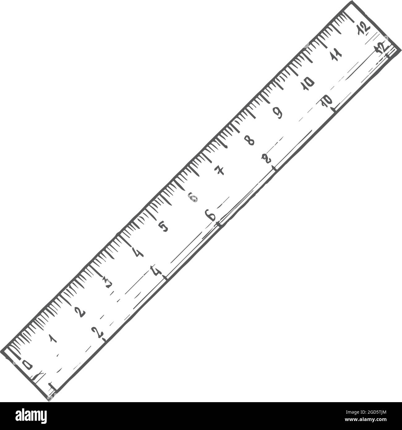 Ruler Hand Drawn Doodle Vector Illustration. Abstract Stationary Sketch ...