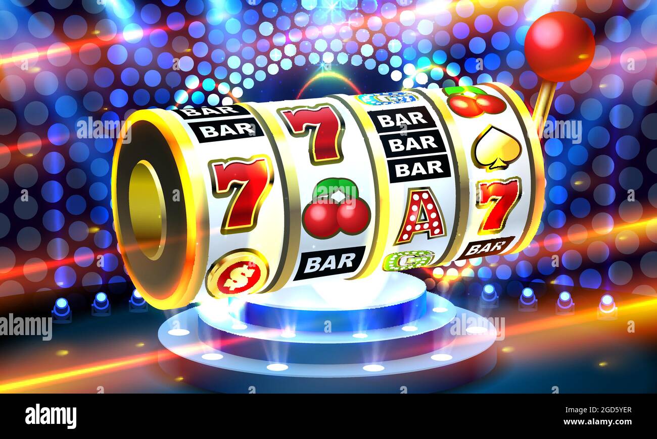 big win illustration Online Jackpot casino Slot machine banner in