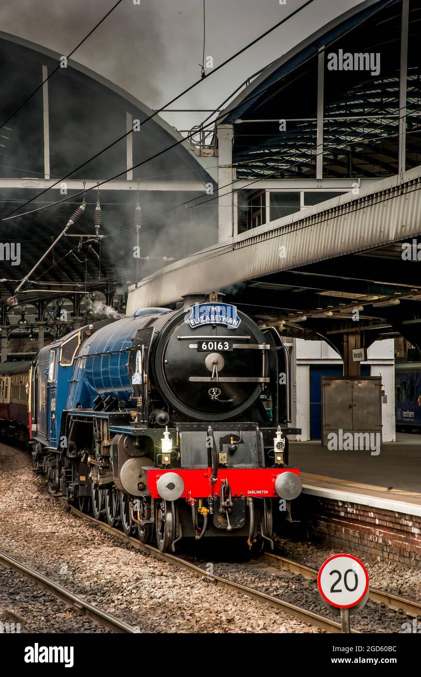 A1 Tornado at Newcastle Station in its blue livery Stock Photo