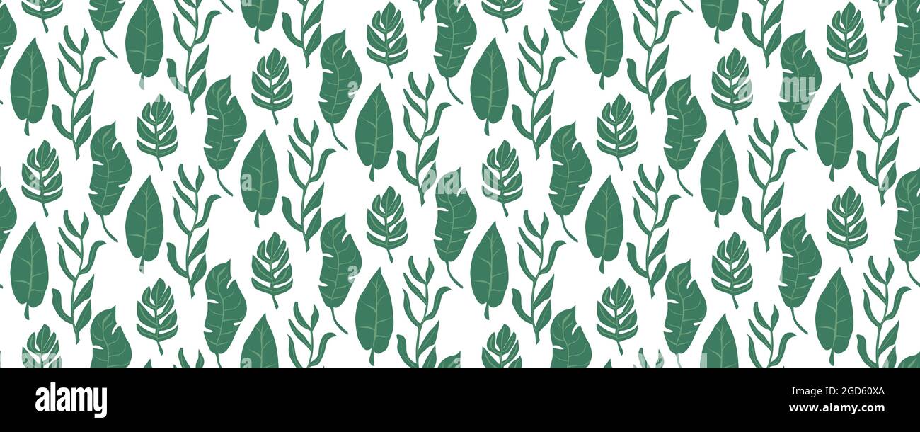 Seamless green leaves pattern vector illustration. Nature background ...