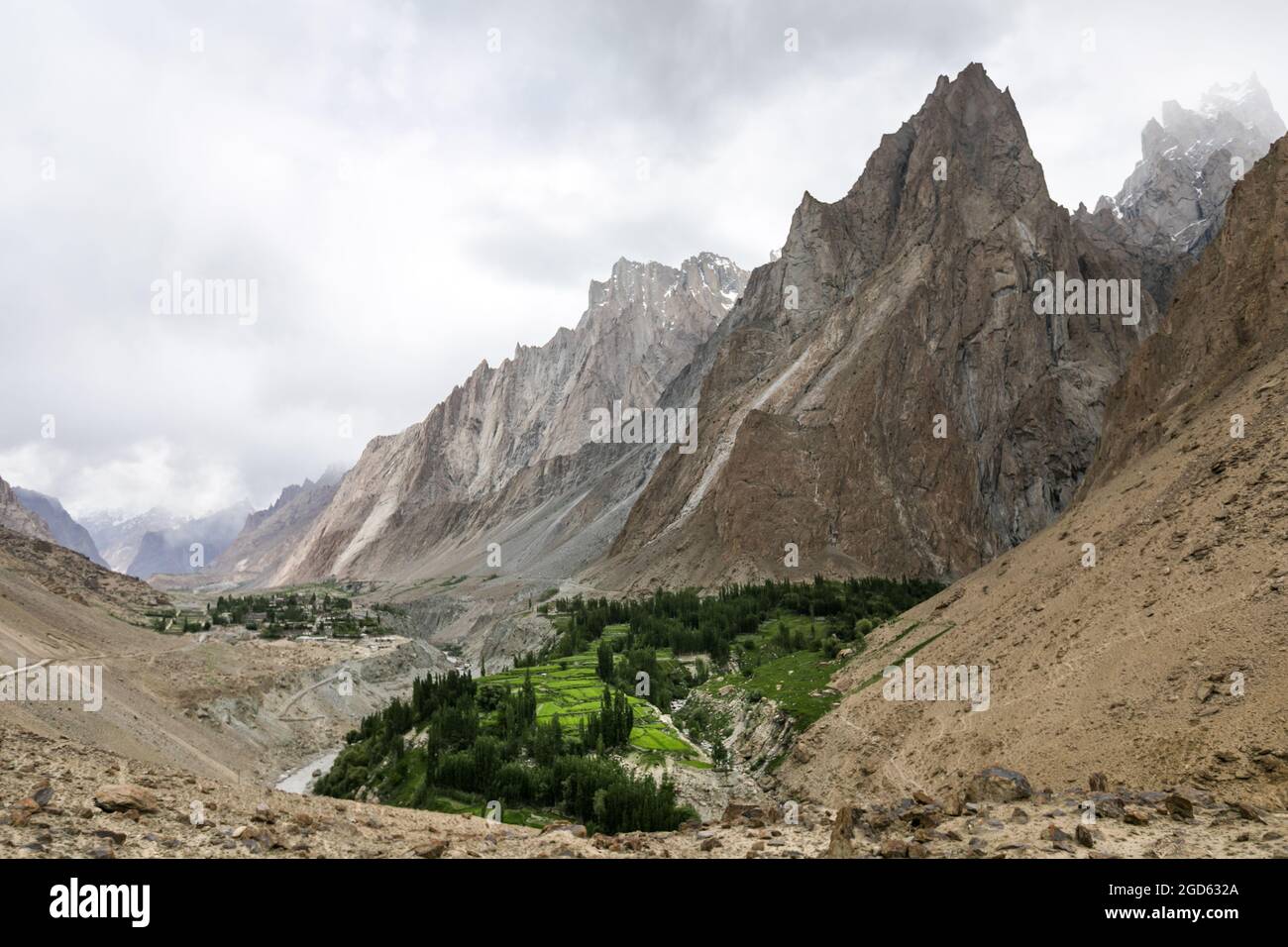Mountain valley in northern Pakistan Karakorum Stock Photo