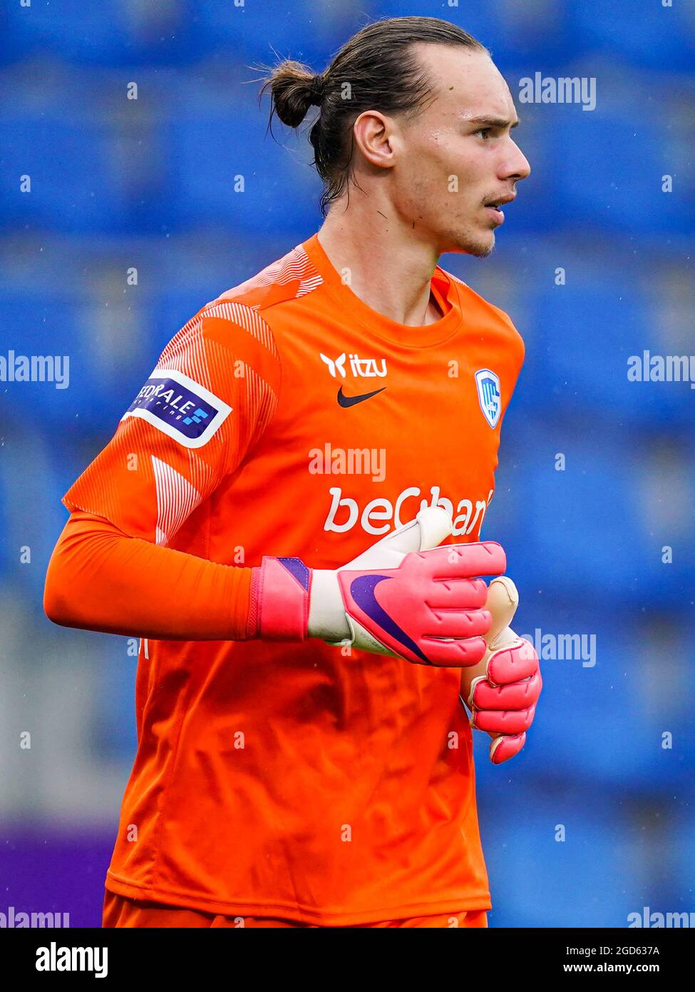 GENK, BELGIUM - JULY 14: Mujaid Sadick of Genk coaches his teammates during  the Club Friendly match between KRC Genk and AZ Alkmaar at Luminus Arena on  July 14, 2021 in Genk