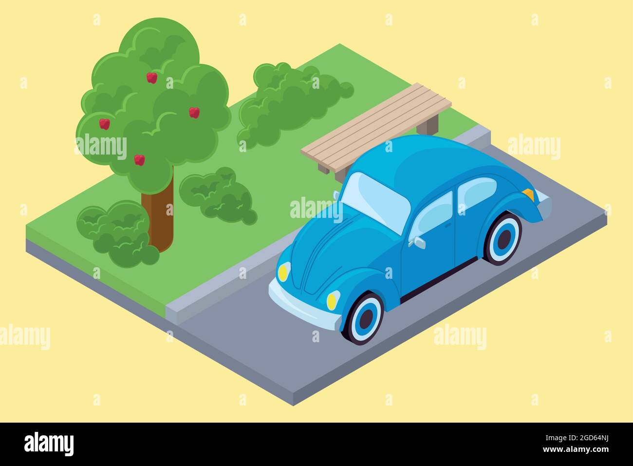 Isolated isometric 3d blue car on a street Stock Vector Image & Art - Alamy