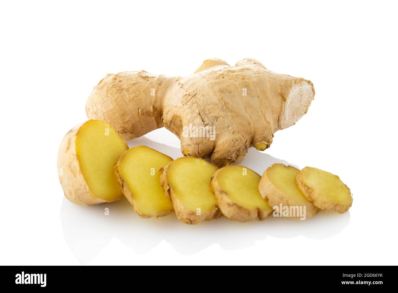 Sliced ginger. Ginger on a white background Stock Photo