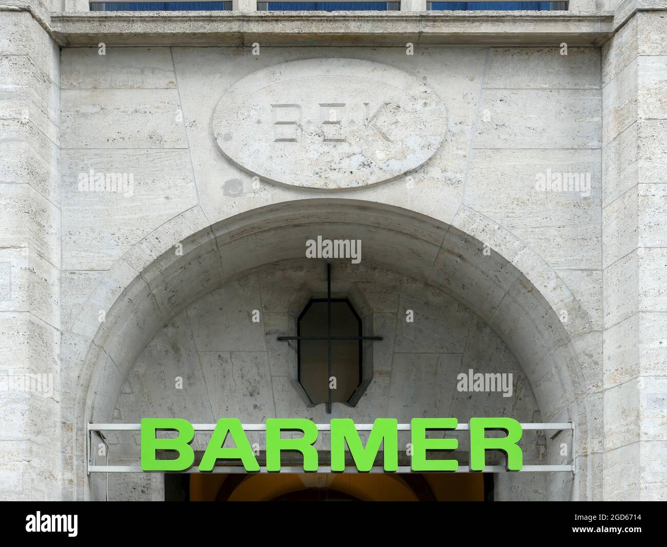 Berlin, Germany, August 7, 2021, Logo of Barmer Ersatzkasse, one of Germany's major health insurers. Stock Photo