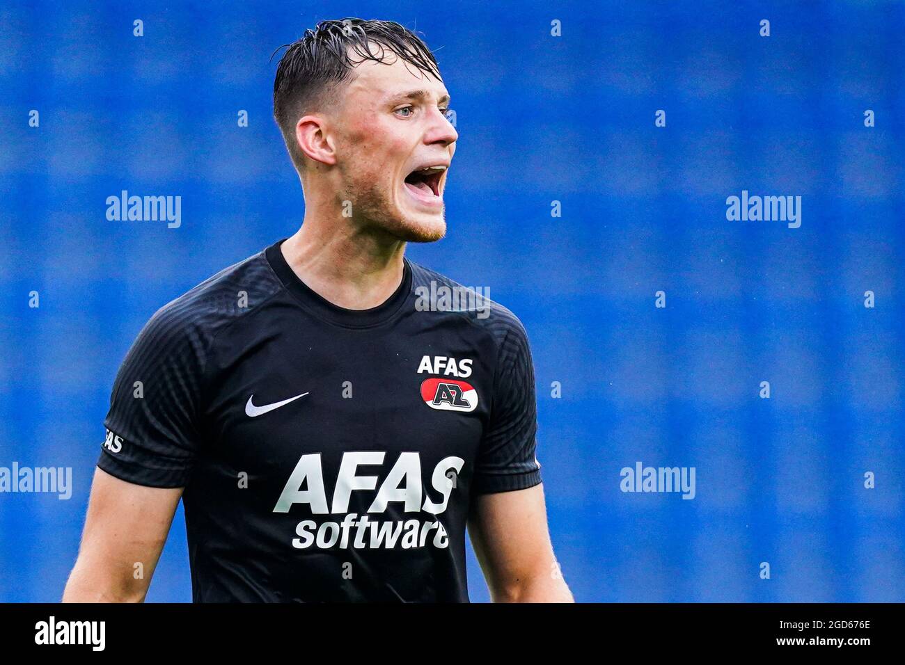 GENK, BELGIUM - JULY 14: Mujaid Sadick of Genk coaches his teammates during  the Club Friendly match between KRC Genk and AZ Alkmaar at Luminus Arena on  July 14, 2021 in Genk