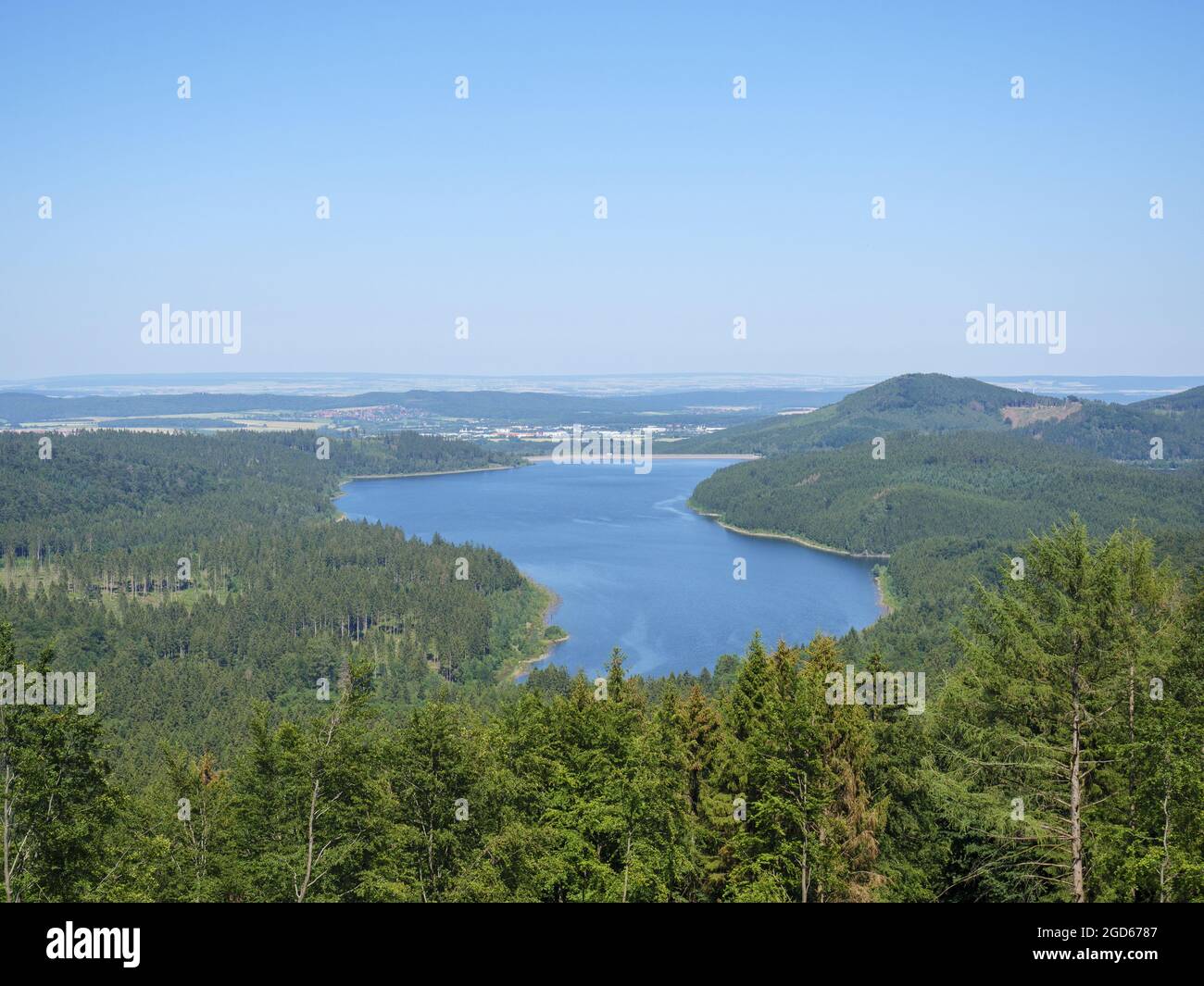 Aerial view of a lake with trees Stock Photo - Alamy