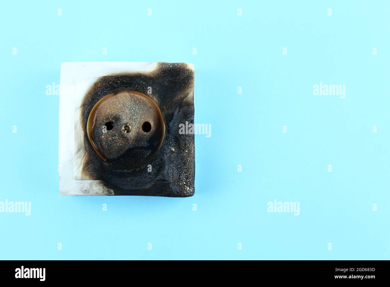 Burned plug socket close up Stock Photo Alamy