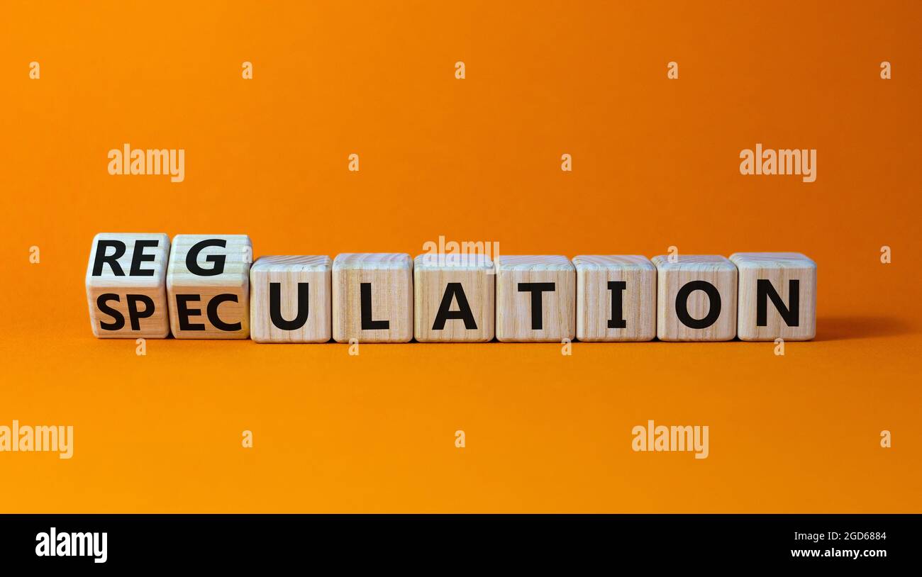 Speculation or regulation symbol. Turned cubes and changed the word