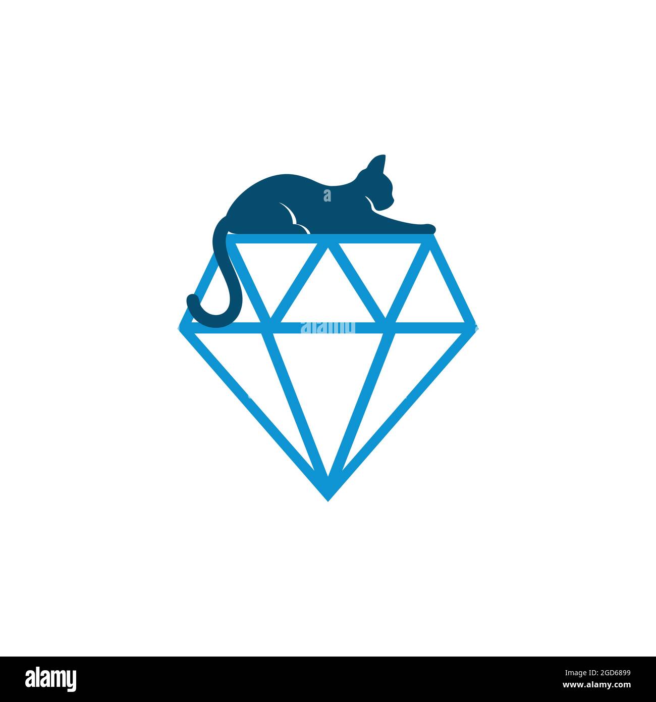 abstract diamond cat logo icon flat vector concept graphic design Stock Vector