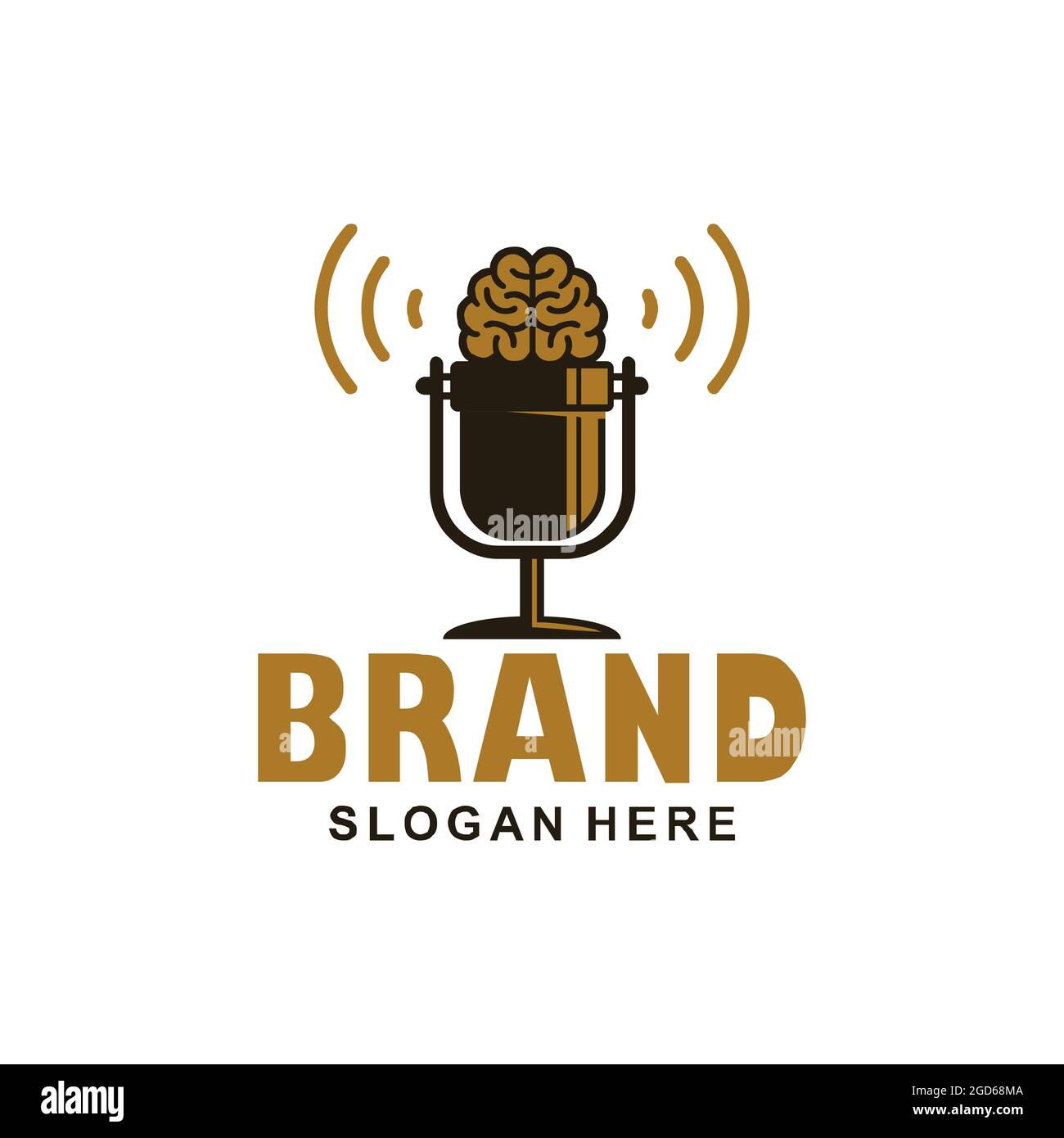podcast smart brain logo icon flat vector concept graphic design Stock Vector