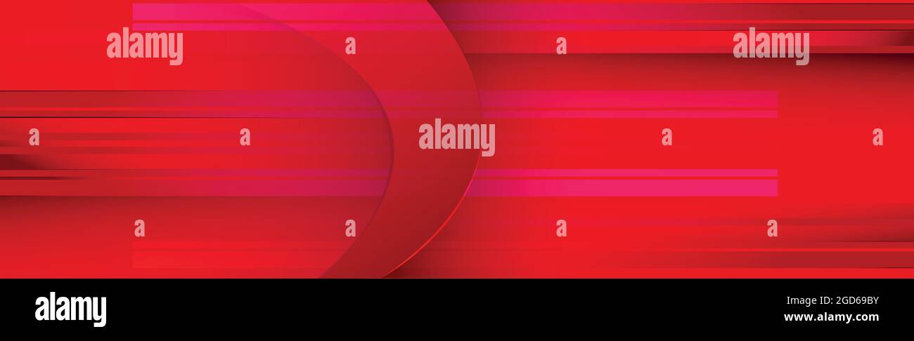 Volumetric lines on a red background - panoramic background Stock Vector