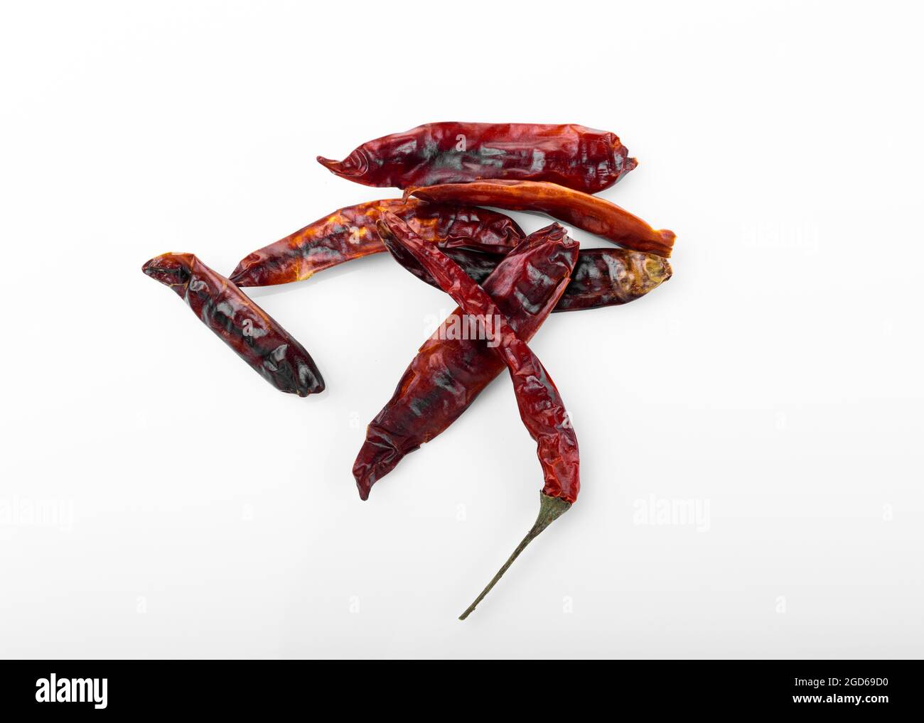 Dry red chili pepper. Dry red chili pepper on white background. Long
