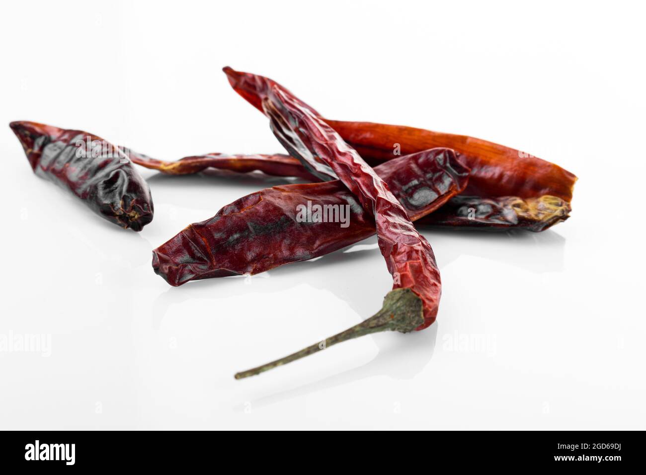 Dry red chili pepper. Dry red chili pepper on white background. Long