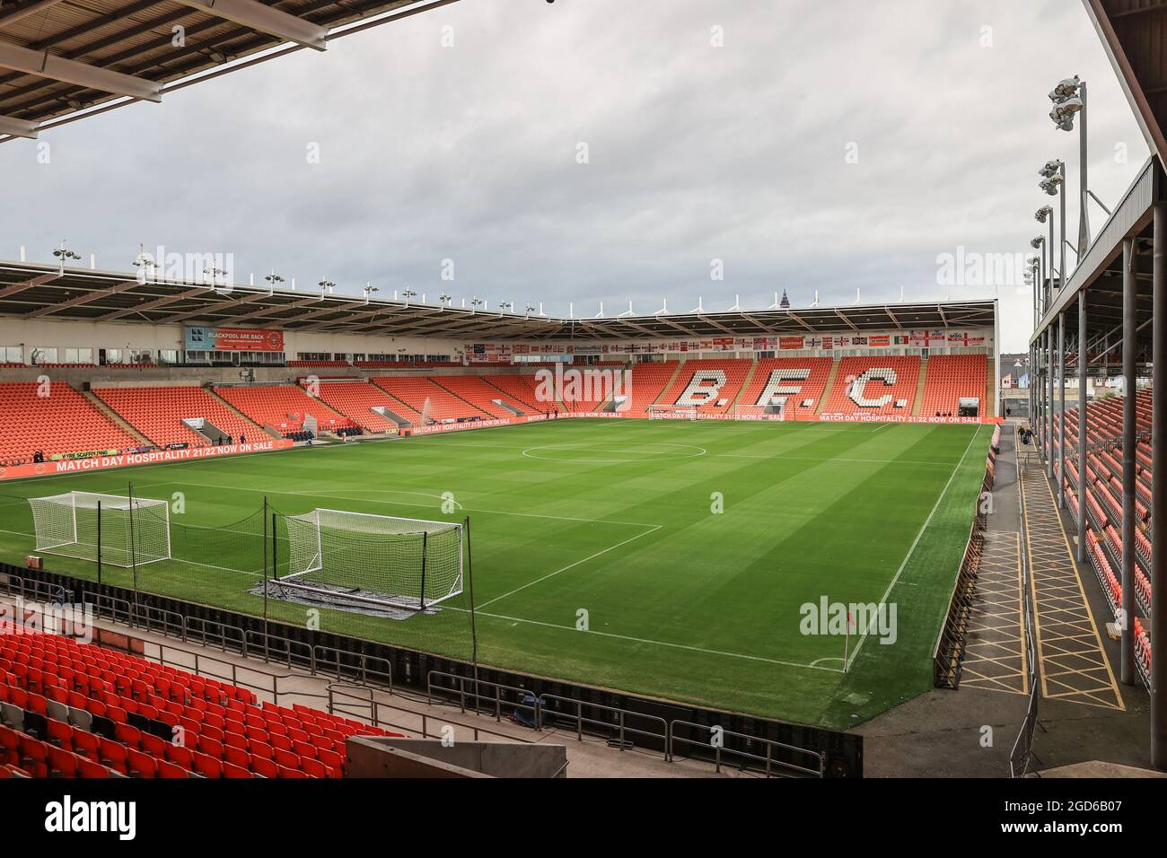 A general view of Bloomfield Road ahead of this evenings Carabao Cup game,  Blackpool v Middlesbrough Stock Photo