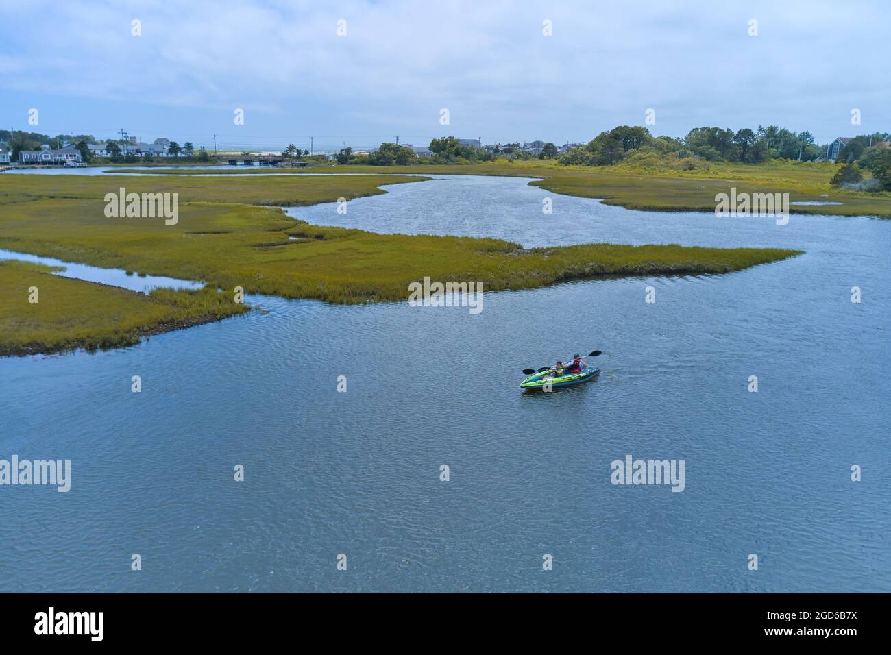 People kayaking in Swan pond river in Dennis port, Cape Cod Stock Photo