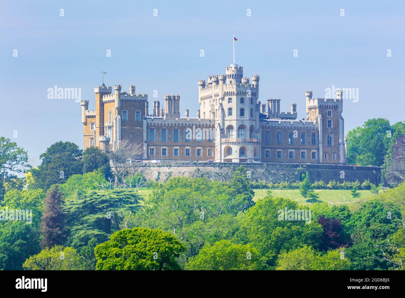 View of Belvoir Castle from across the fields of the Vale of Belvoir Grantham Leicestershire England UK GB Europe Stock Photo