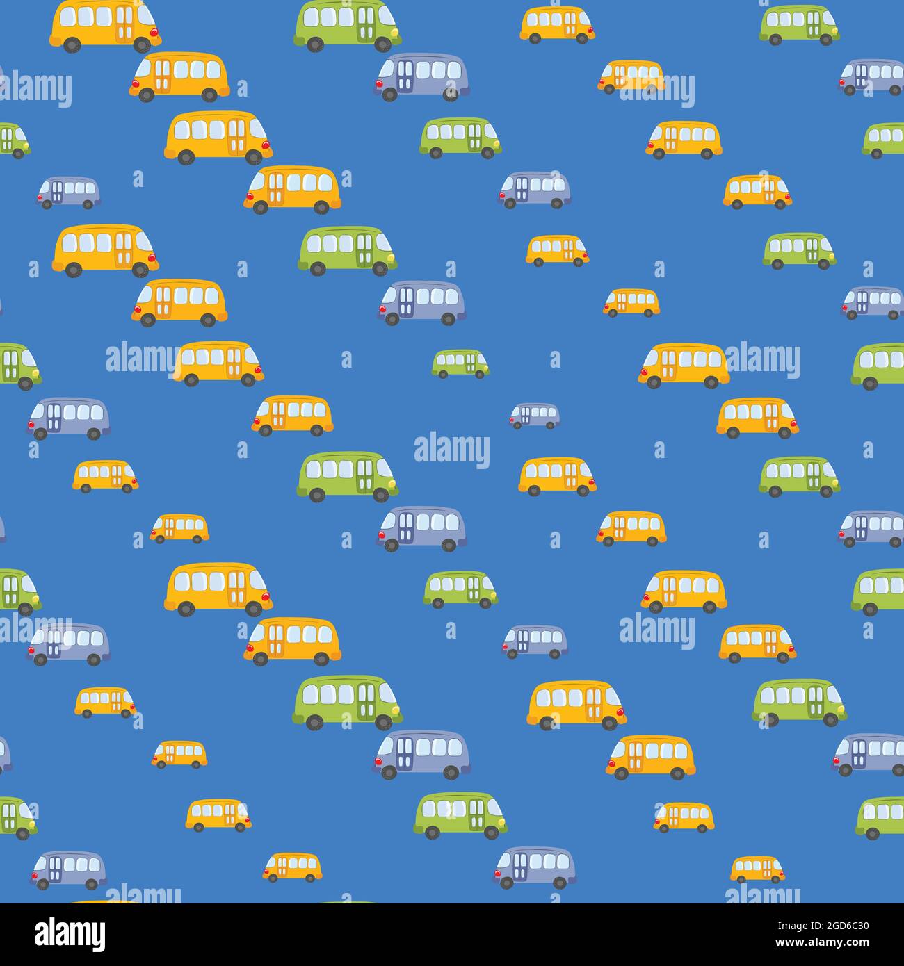 Seamless pattern with cute bus, car on color background. Cartoon ...
