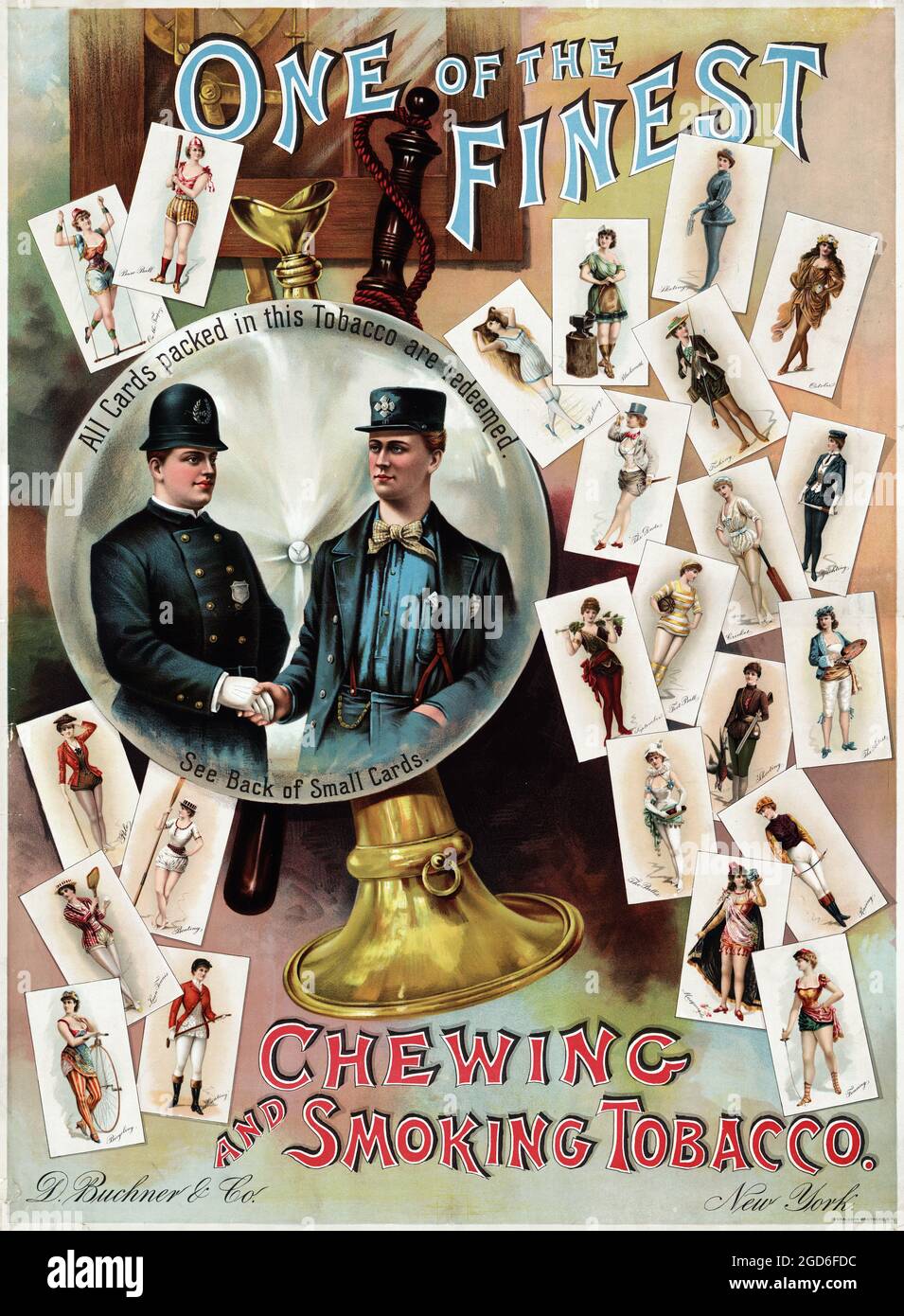 One of the finest Chewing and Smoking Tobacco, poster for tobacco collecting cards, ca. 1890 Stock Photo