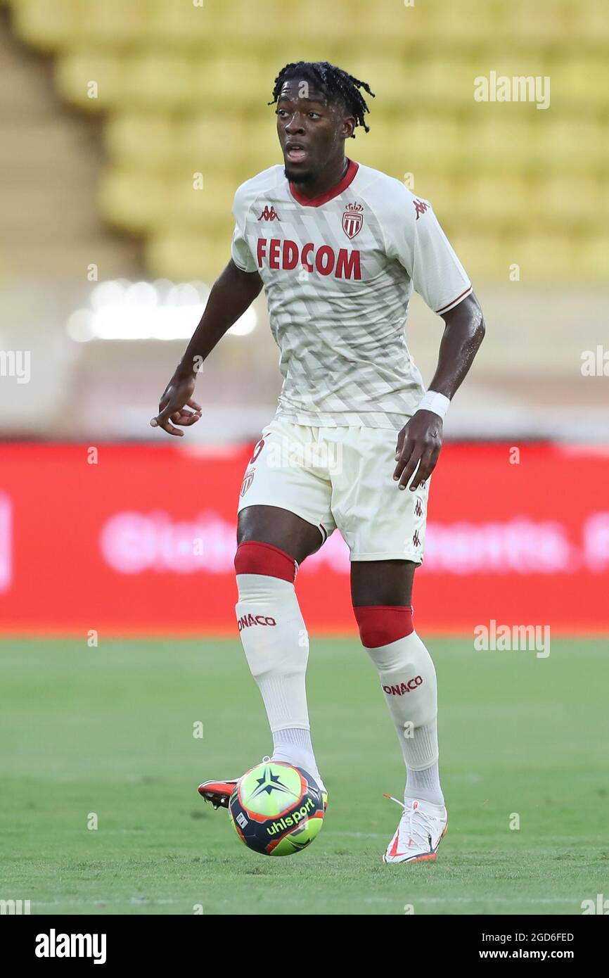 Monaco, Monaco, 10th August 2021. Axel Disasi of AS Monaco during the UEFA Champions League match at Stade Louis II, Monaco. Picture credit should read: Jonathan Moscrop / Sportimage Stock Photo