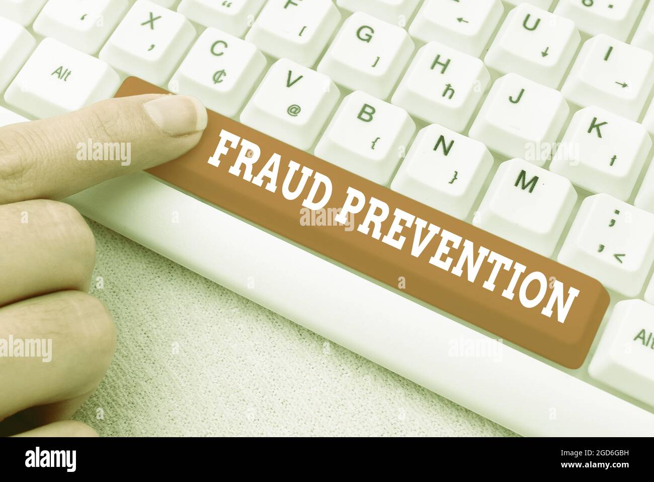 Text caption presenting Fraud Prevention. Word for the act of stopping ...