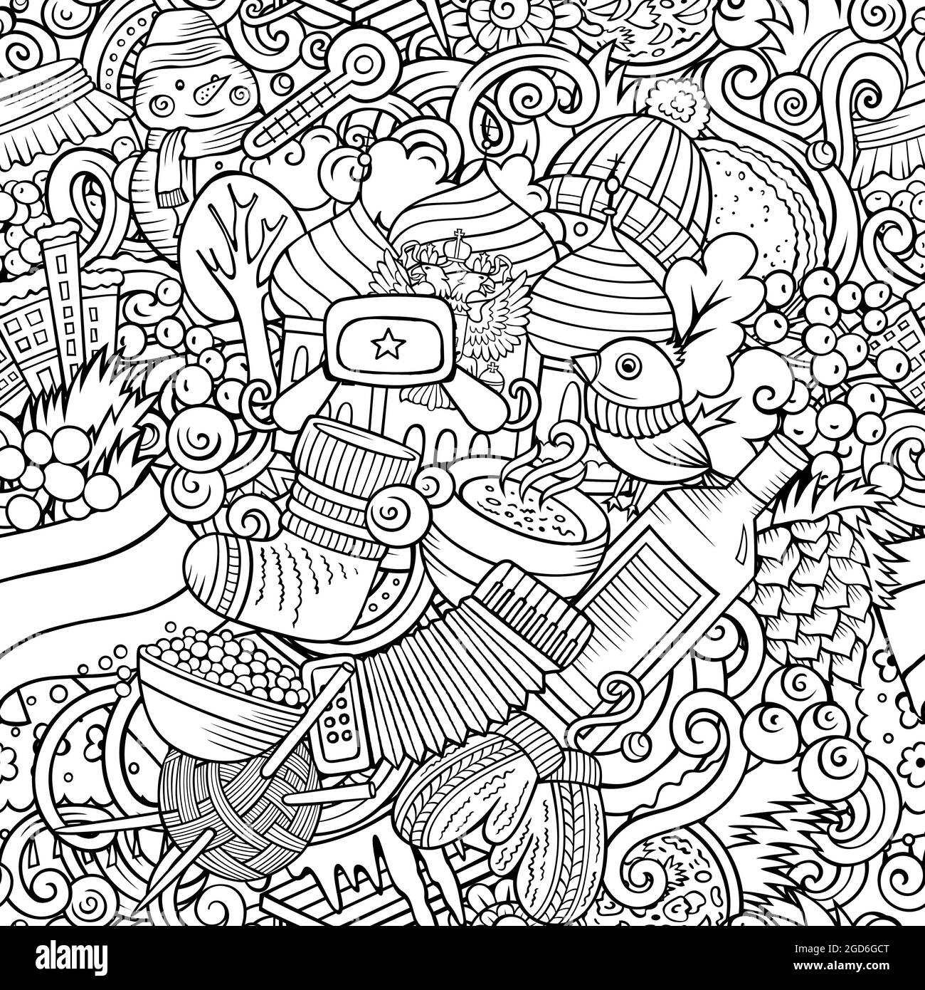 Cartoon doodles Russia seamless pattern Stock Vector Image & Art - Alamy