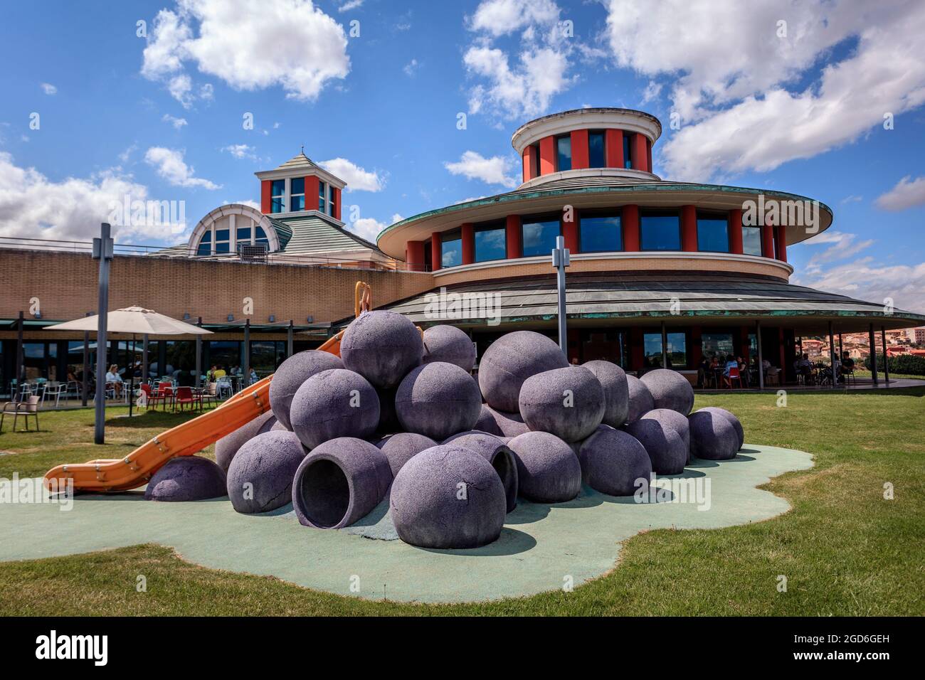 Terrace and restaurant at the Vivanco museum and winery. Briones. La Rioja. Spain. Stock Photo