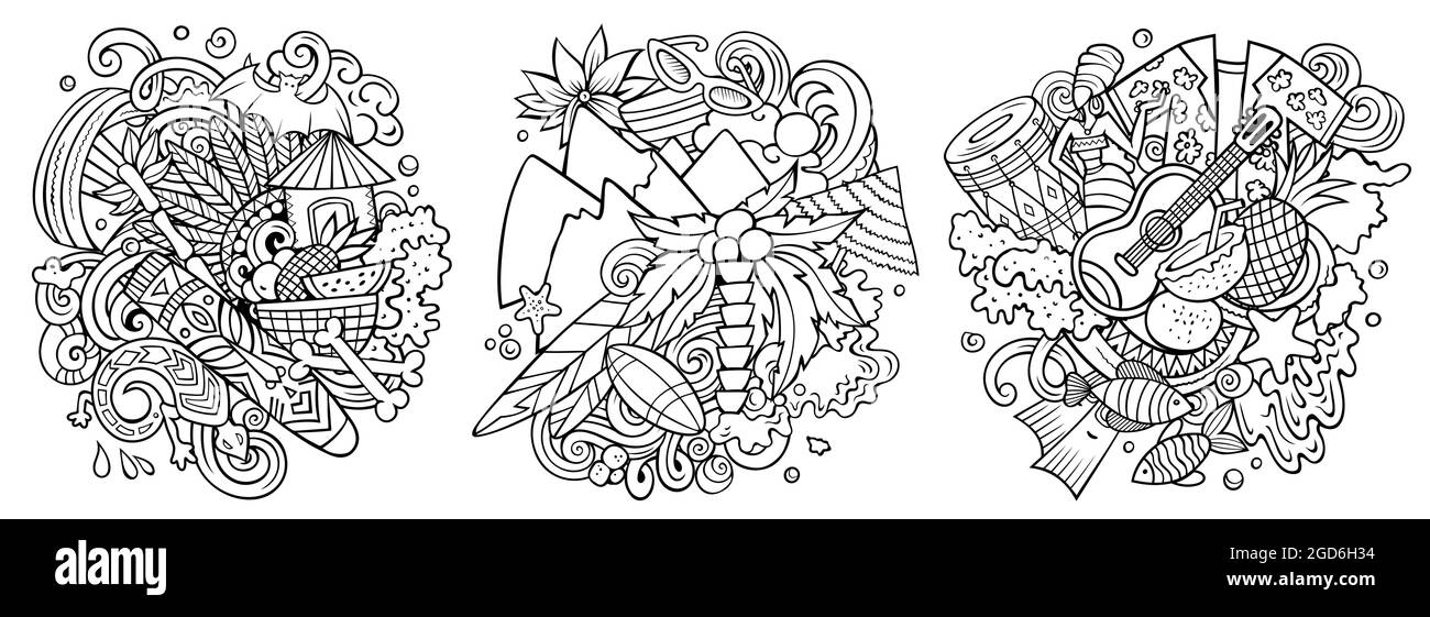 Figi cartoon vector doodle designs set. Stock Vector