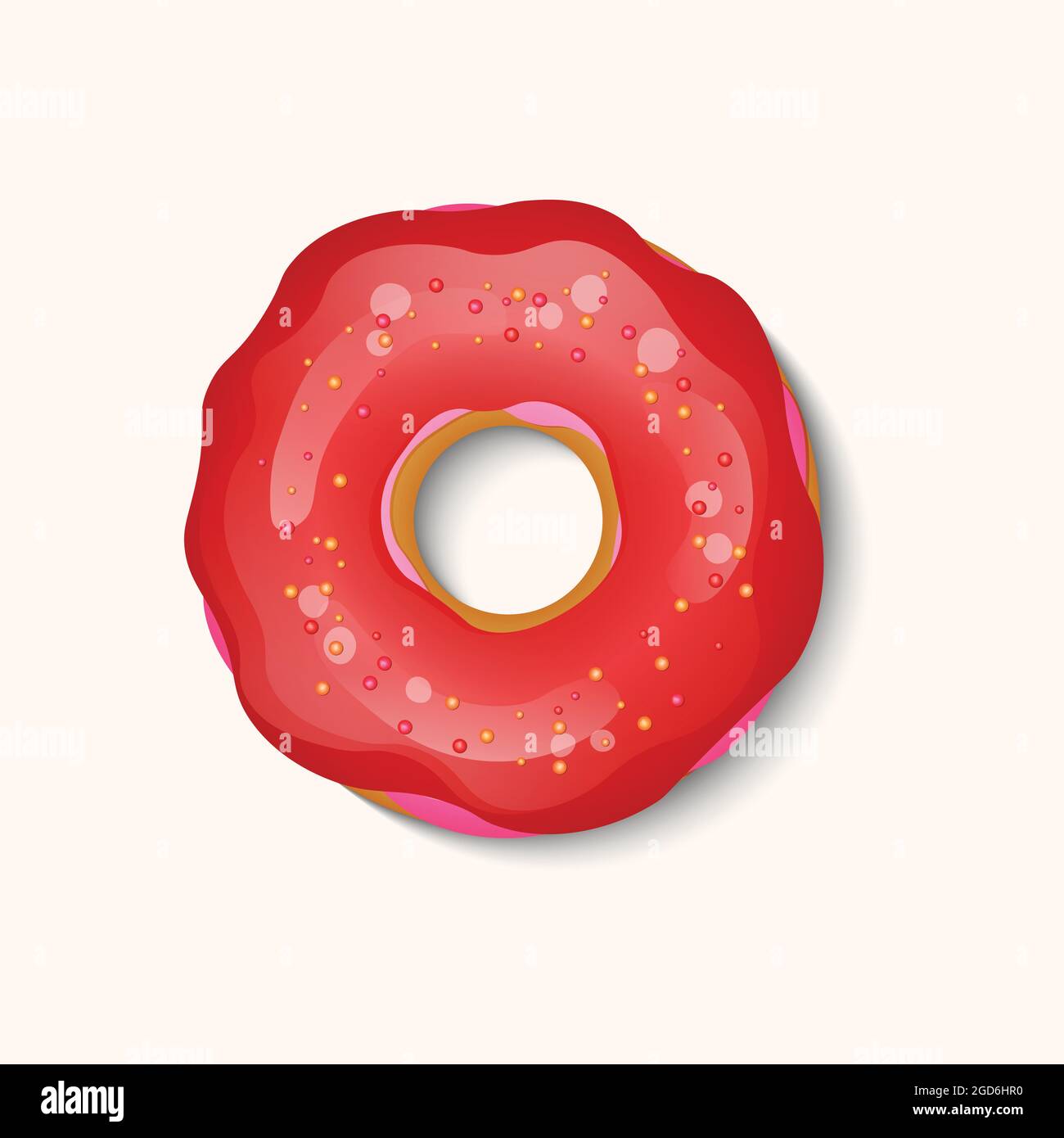 Donut with color icing and multicolored powder isolated on a white ...