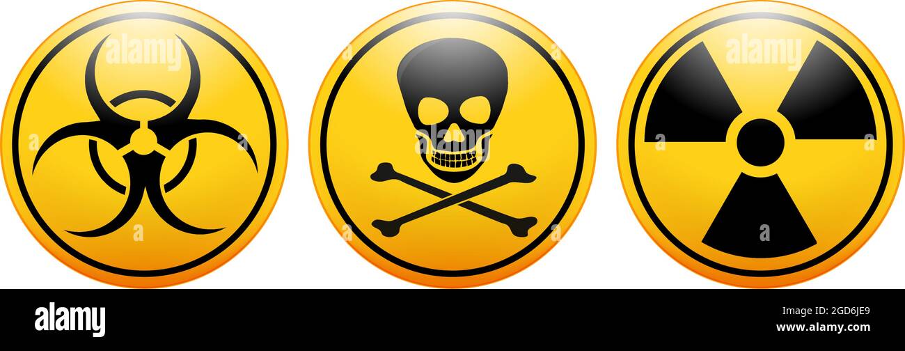 international symbols (icon) for biohazard, toxicity, and radioactivity