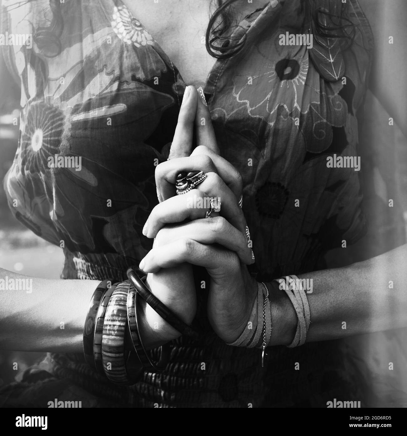 closeup of woman hand in mudra gesture practice yoga outdoor Stock ...
