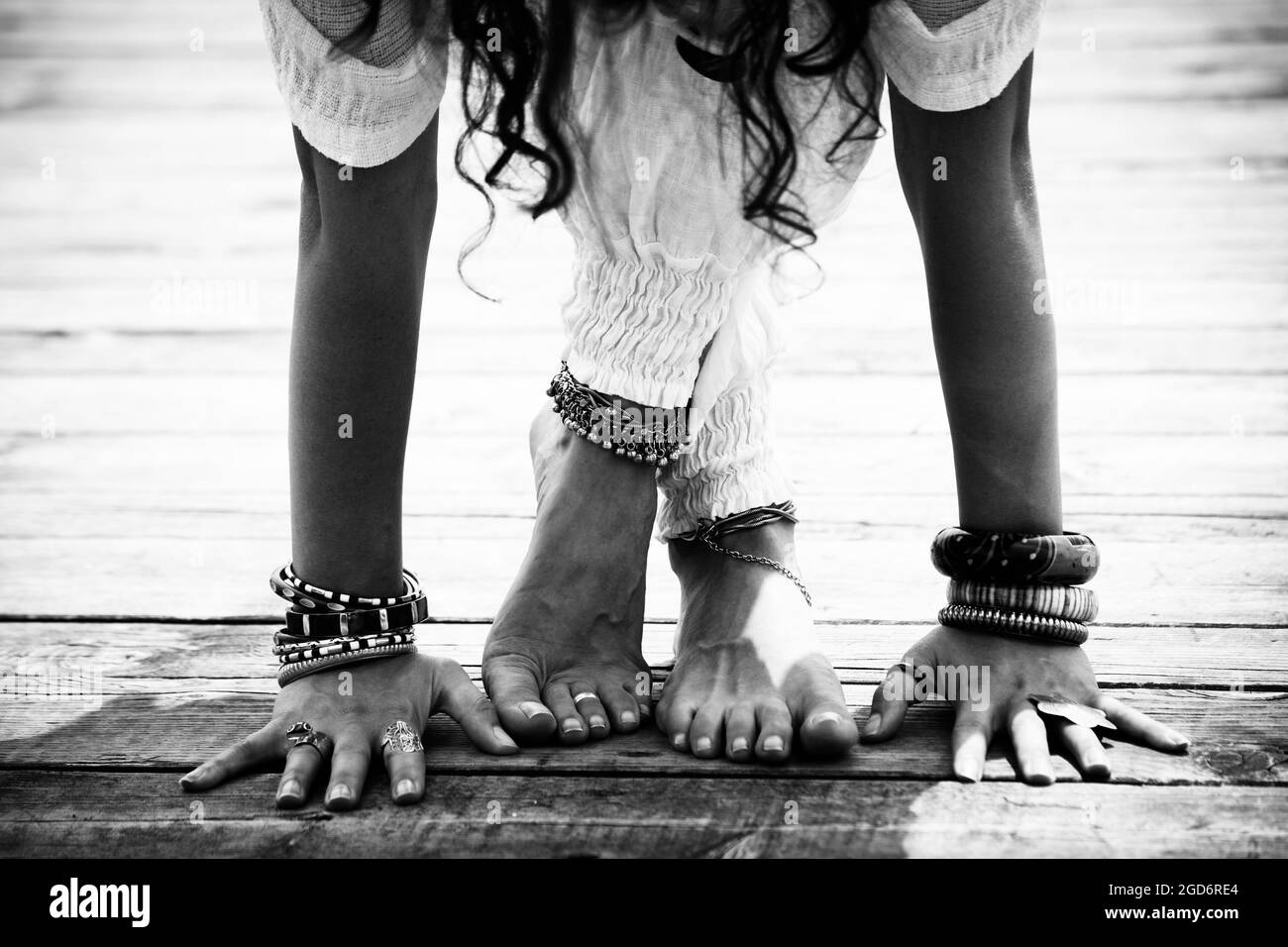 Barefoot young woman Black and White Stock Photos & Images - Alamy