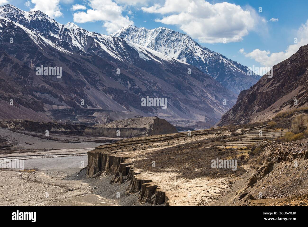 Remote Shimshal valley in Karakorum mountains Stock Photo