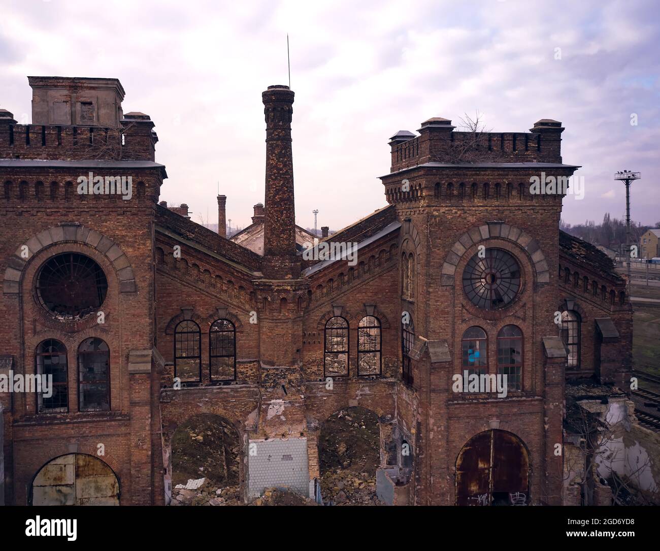Old abandoned industrial factory Krayan in Odessa, Ukraine Stock Photo