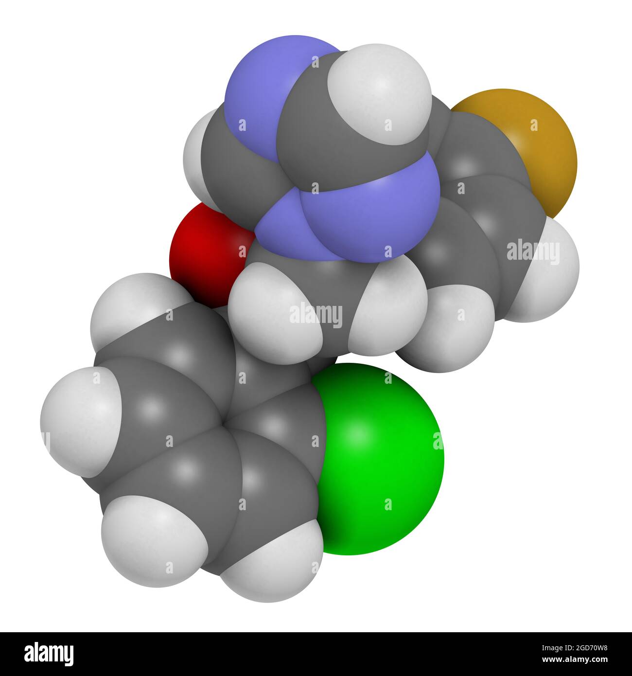 Epoxiconazole pesticide molecule. 3D rendering. Stock Photo