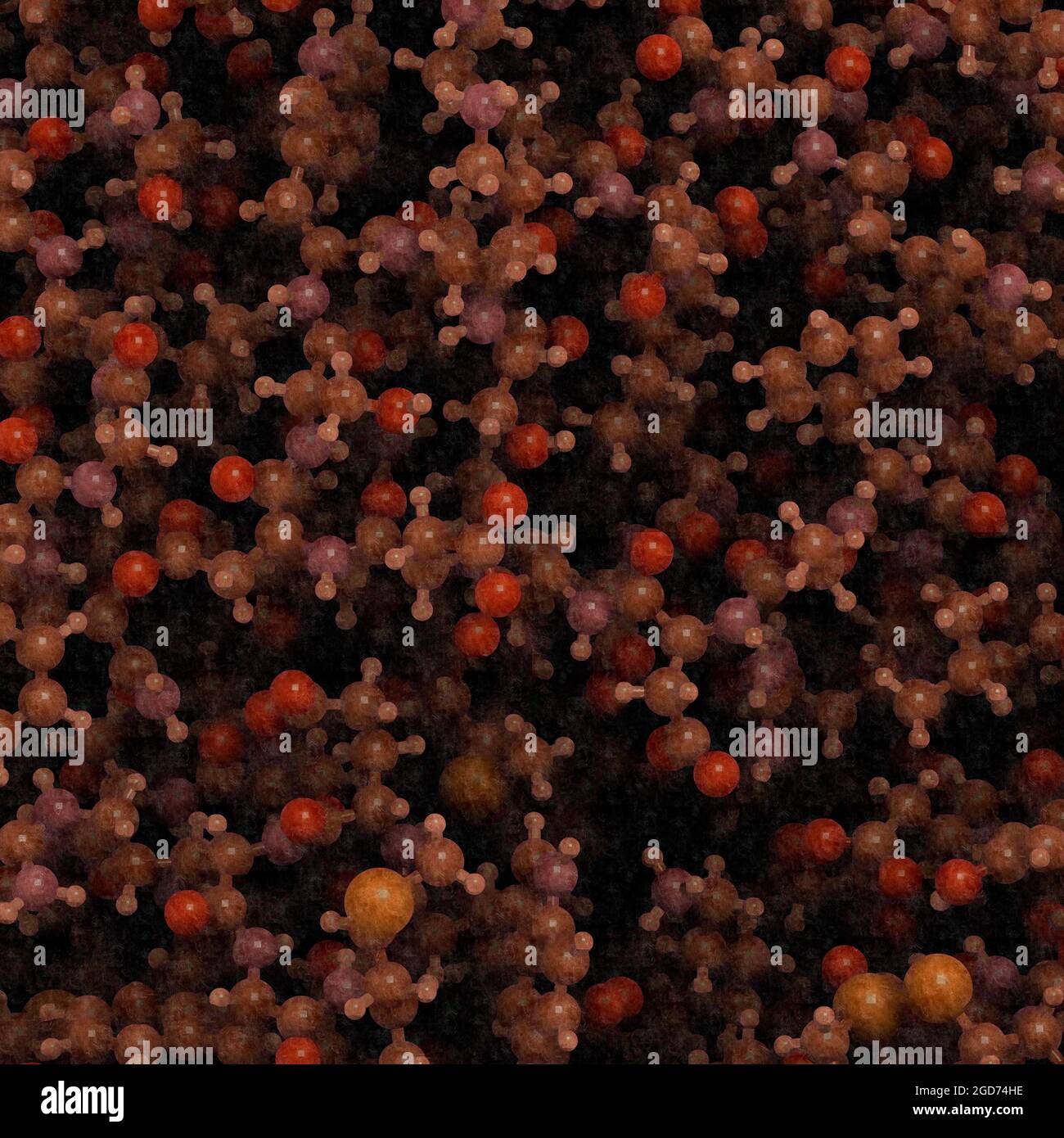 Atomic-level detail view of the protein alpha-galactosidase Stock Photo