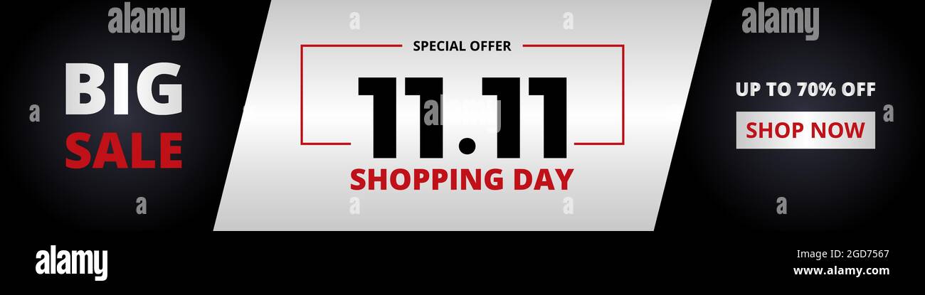 https://c8.alamy.com/comp/2GD7567/1111-shopping-day-big-sale-promotion-wide-horizontal-banner-11-november-sale-banner-design-template-big-sale-limited-time-offer-for-social-media-2GD7567.jpg